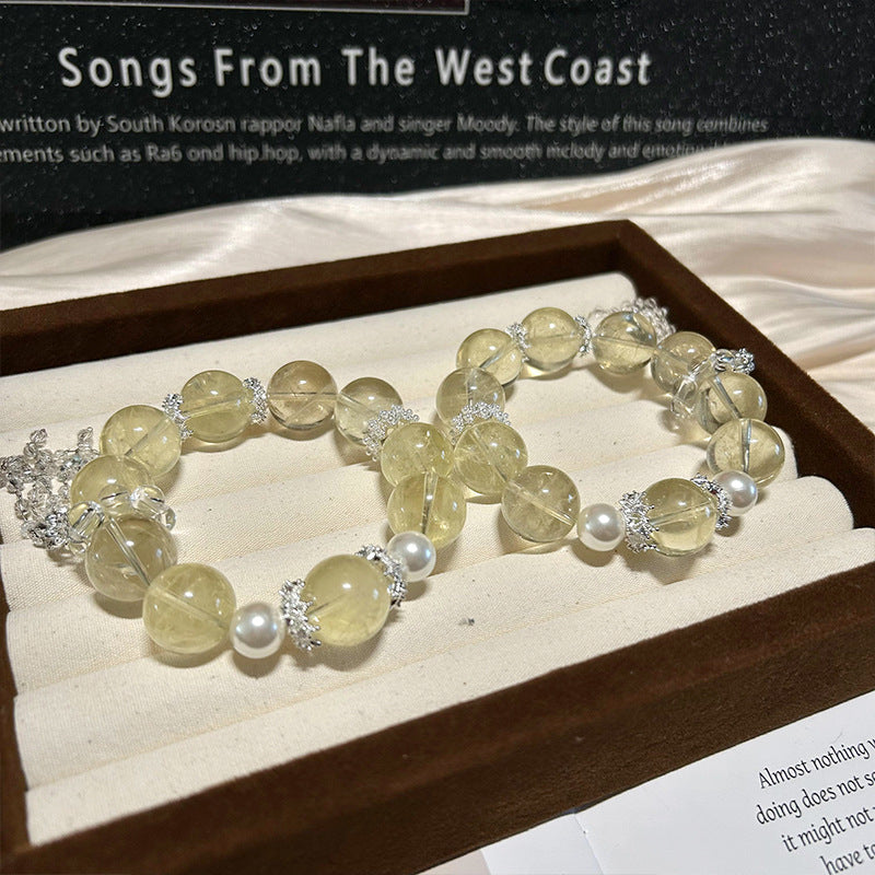 Citrine Pearl Beaded Bracelet 16mm