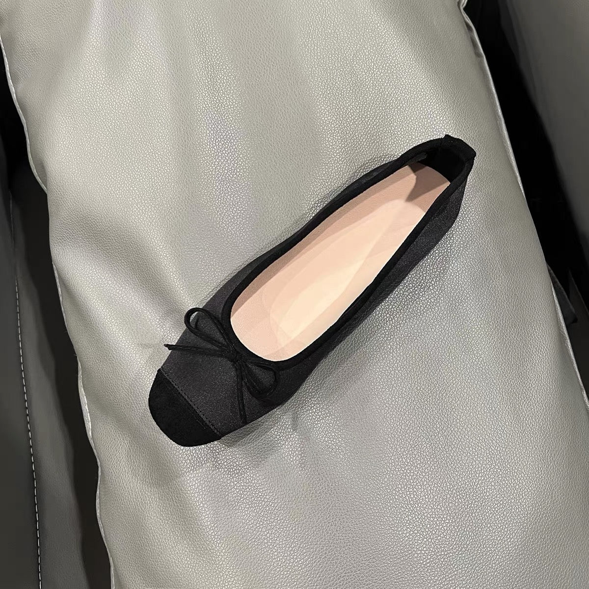 Bow‑Accent Color‑Block Ballet Flats, Soft Square Toe Flat Shoes for Daily & Casual Occasions