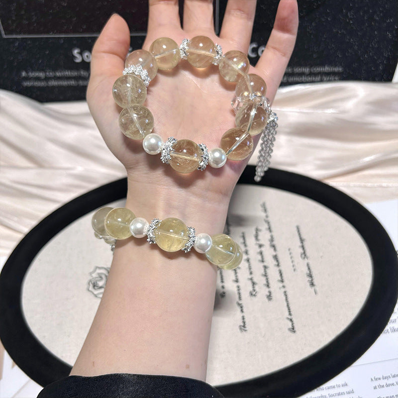 Citrine Pearl Beaded Bracelet 16mm