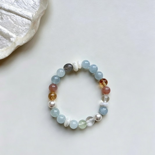 Aquamarine Multi Gemstone Handmade Beaded Bracelet For Women