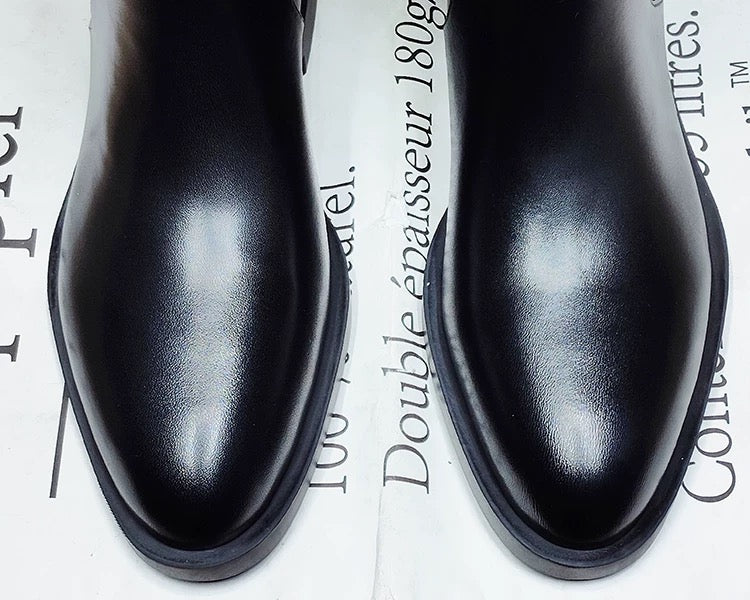 Sleek Black Knee‑High Leather Boots, Minimalist Flat Knee High Boots for Women Daily & Formal Outfits