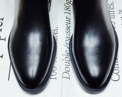 Sleek Black Knee‑High Leather Boots, Minimalist Flat Knee High Boots for Women Daily & Formal Outfits