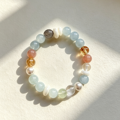Aquamarine Multi Gemstone Handmade Beaded Bracelet For Women