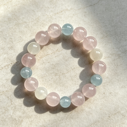 Pink & Aquamarine Mixed Beaded Bracelet For Women