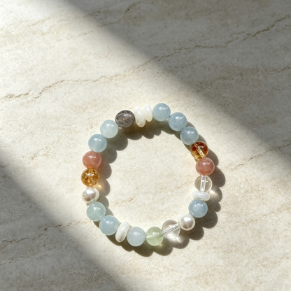 Aquamarine Multi Gemstone Handmade Beaded Bracelet For Women