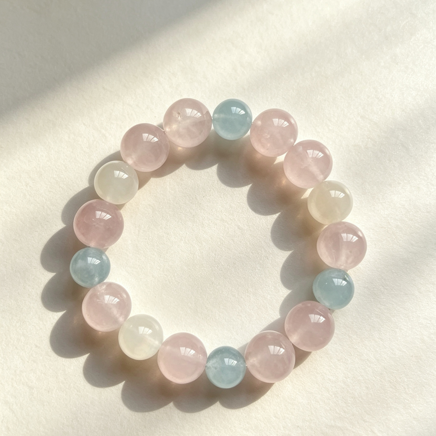 Pink & Aquamarine Mixed Beaded Bracelet For Women